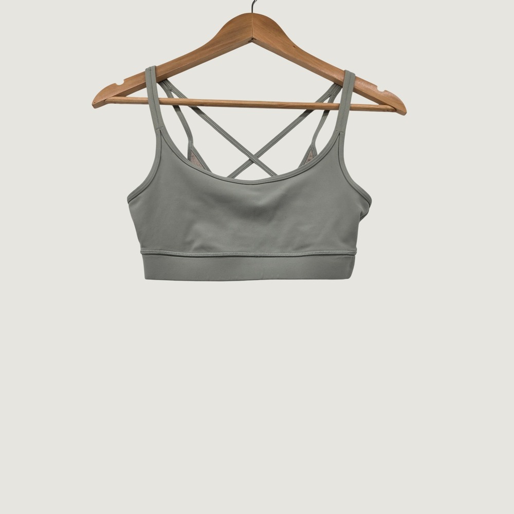 Vuori Yosemite Sports Bra Sage Green Strappy Back Yoga Gym Activewear VW186 S
